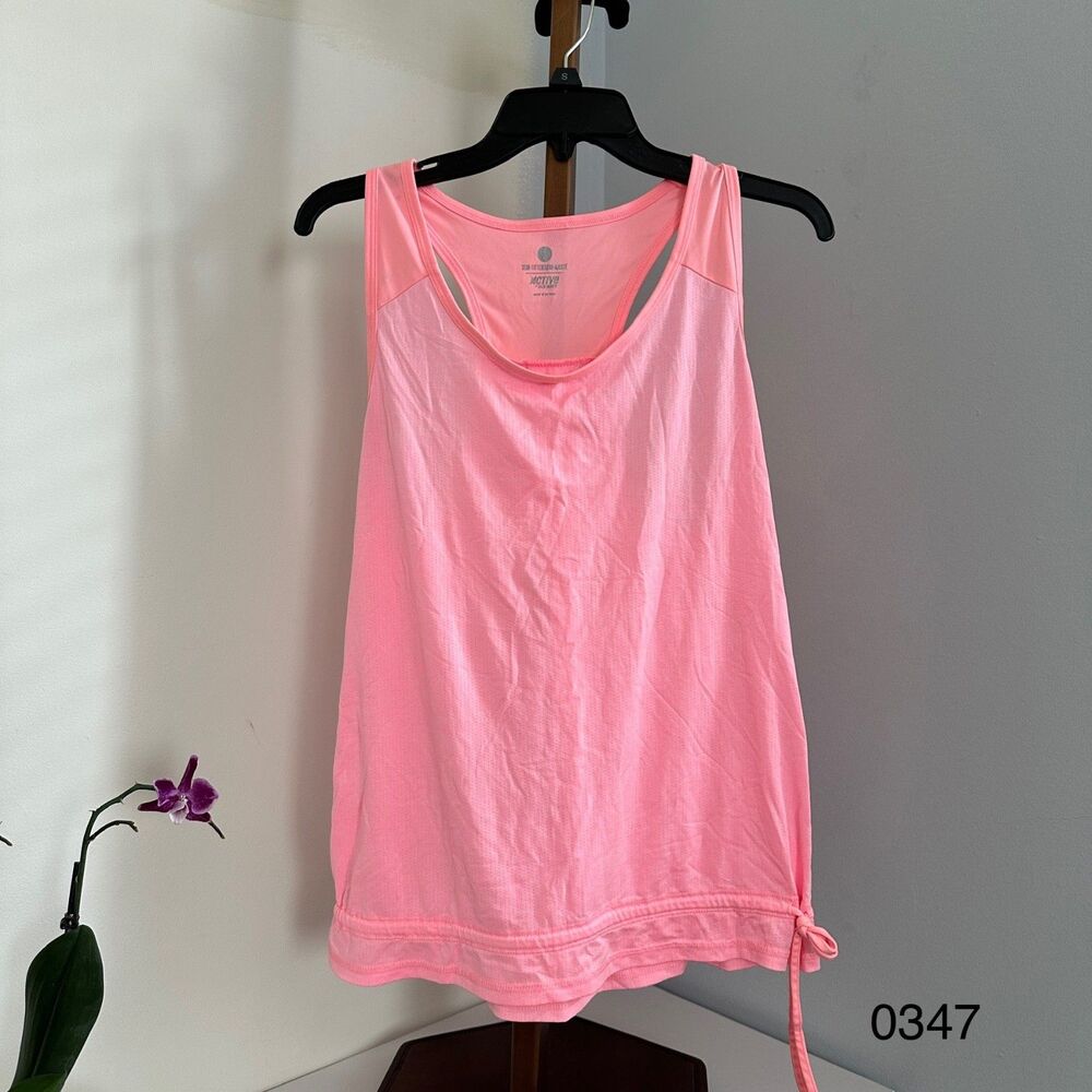 Old Navy Active Women Tank Top Large Pink Racerback Side Tie Cinched Hem Workout